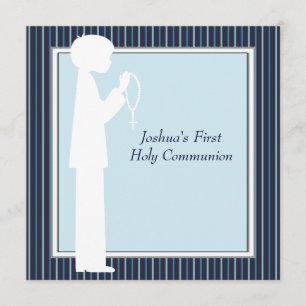 Convite Meninos do Rosário de Listra Azul e Branco Primeir