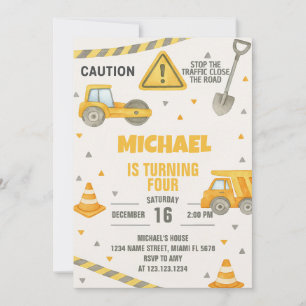 Convite Meninos Em Construção Aniversário