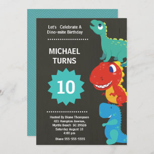 Convite Meninos Festa de aniversário Dinossauro Qualquer C
