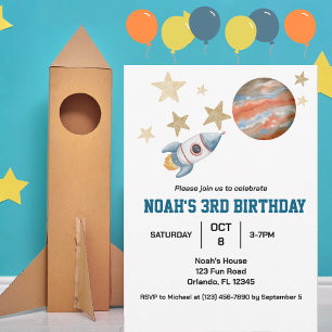 Convite Meninos Fofos Espaço Sideral Aniversário Infantil