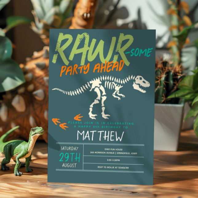 Convite Meninos Fósseis Porcos Dinossauros Porco Fósseis 6 (Criador carregado)