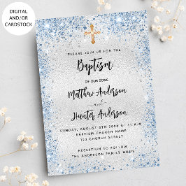 Convite Meninos gêmeos azuis prateados