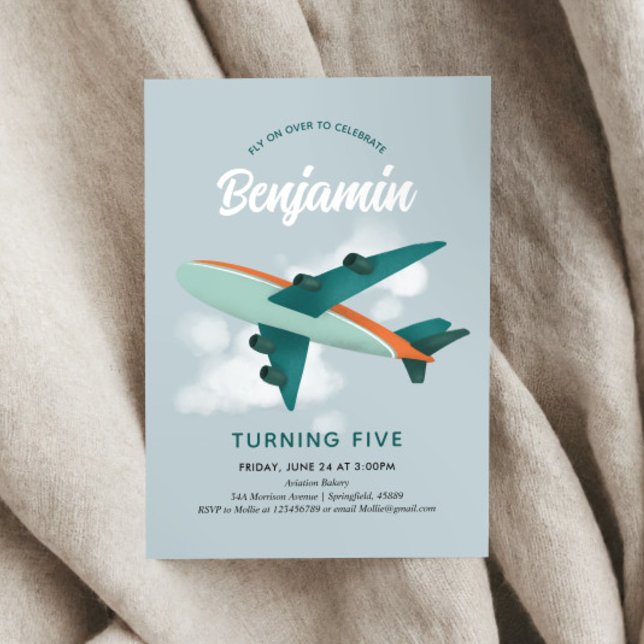 Convite Meninos Legal, 5 de avião azul-Viagem de-avião (Criador carregado)