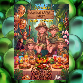 Convite Meninos Meninas Diversão Selva Safari Festa de Ani