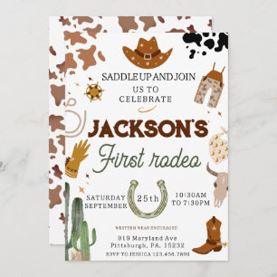 Convite Meninos Meu Primeiro primeiro aniversario Rodeio
