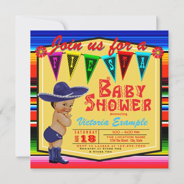 Convite Meninos Mexicanos Fiesta Baby Shower (Frente)