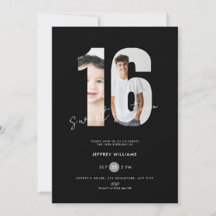 Convite Meninos Negros Sweet Sixteen - Foto de Aniversário