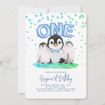 Meninos Pinguins Fofos 1º Aniversário