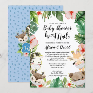 Convite Meninos Safari Animais Selvagens Chás por Correio