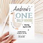 Convite Meninos Um Bobo Goose Summer Kids Primeiro Anivers<br><div class="desc">Celebre o seu grande dia com este adorável e caprichoso convite para primeiros aniversarios! Apresentando um ganso de bobo divertido e uma tipografia colorida e divertida, este doce design é perfeito para a primeira comemoração de um menino. A parte de trás do cartão é terminada com um padrão de gingham...</div>