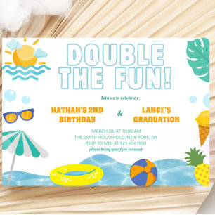 Convite Meninos Verão Irmãos Aniversário e Formatura Conju