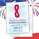 Convite Meninos Watercolor Kids Azul 8º Aniversário<br><div class="desc">Crianças do 8º aniversário,  garoto da festa azul 8º convite de aniversário para um garoto de 8 anos com fontes divertidas escrevendo e número de aquarela divertida.</div>