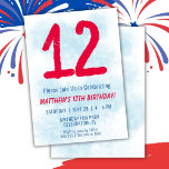 Convite Meninos Watercolor Kids Blue 12 Birthday<br><div class="desc">12 aniversário crianças garoto convite de aniversário de 12 azul de festa para um garoto de 12 anos com fontes divertidas escrevendo e número de aquarela divertida.</div>