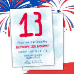 Convite Meninos Watercolor Kids Blue 13 Birthday<br><div class="desc">13 aniversário crianças garoto convite de aniversário de 13 azul de festa para um garoto de 13 anos com fontes divertidas escrevendo e número de aquarela divertida.</div>