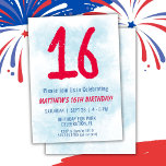 Convite Meninos Watercolor Kids Blue 16º aniversário<br><div class="desc">Crianças do 16º aniversário,  garoto,  festa azul 16º convite de aniversário para um garoto de 16 anos com fontes divertidas escrevendo e número de aquarela divertida.</div>