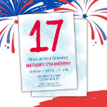 Convite Meninos Watercolor Kids Blue 17th Birthday<br><div class="desc">Crianças do 17º aniversário,  garoto,  festa azul do 17º convite de aniversário para um garoto de 17 anos com fontes divertidas escrevendo e número de aquarela divertida.</div>