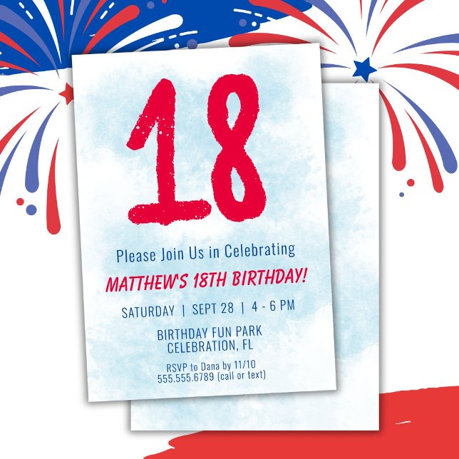 Convite Meninos Watercolor Kids Blue 18º aniversário (Criador carregado)