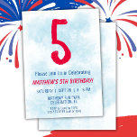 Convite Meninos Watercolor Kids Blue 5 Birthday<br><div class="desc">5 aniversário crianças garoto convite de aniversário de 5 azul de festa para um garoto de 5 anos com fontes divertidas escrevendo e número de aquarela divertida.</div>