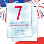 Convite Meninos Watercolor Kids Blue 7 Birthday<br><div class="desc">7 aniversário crianças garoto convite de aniversário de 7 azul de festa para um garoto de 7 anos com fontes divertidas escrevendo e número de aquarela divertida.</div>