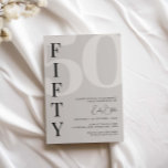 Convite Menor bege 50.ª Festa de aniversário<br><div class="desc">Essa tipografia minimalista do 50º convite de aniversário é perfeita para uma festa de aniversário moderna. Personalizável em qualquer cor. Mantenha o design mínimo e elegante, como está, ou personalize-o adicionando seus próprios gráficos e trabalhos de arte. Para personalização mais avançada deste design, por exemplo, alteração do layout, da fonte...</div>