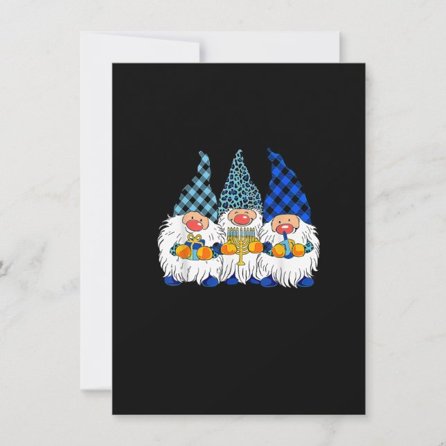Convite Menorá Judaica Três Gnomos Feliz Chanukah Gnome H (Frente)