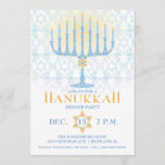 Convite Menorah Hanukkah<br><div class="desc">Uma bonito menorah com antecedentes decorativos é perfeita para o seu Festa de Feriado de Chanucá. Personalize com seu próprio texto. Ilustração original por pj_design.</div>