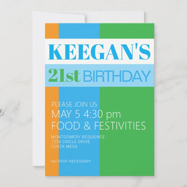 Convite Mens 21st Birthday Invitation (Frente)