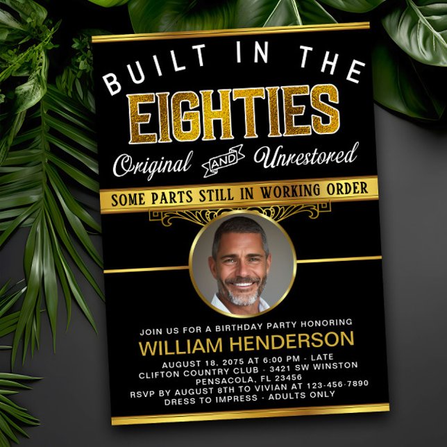Convite Mens Funny Birthday Construído no anos 80 (Criador carregado)