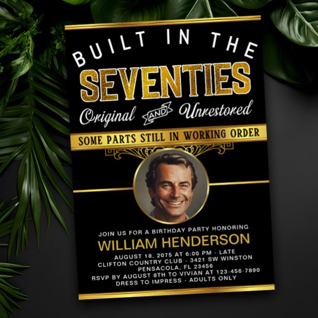 Convite Mens Funny Birthday Construído nos anos 70 (Criador carregado)