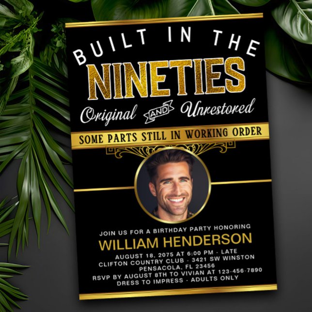 Convite Mens Funny Birthday Construído nos anos 90 (Criador carregado)