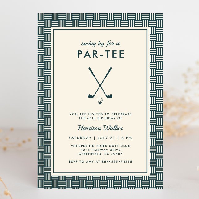 Convite Mens Golf Birthday Party Any Age Modern Green (Criador carregado)