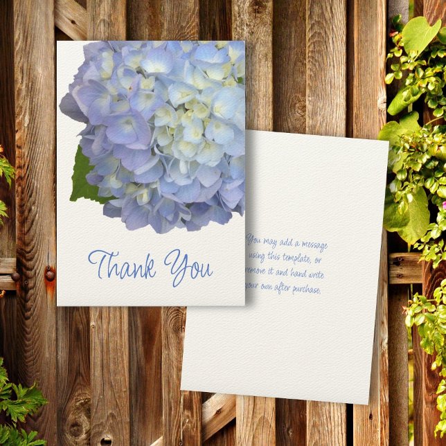 Convite Mensagem de agradecimento da flor azul Hydrangea (Criador carregado)