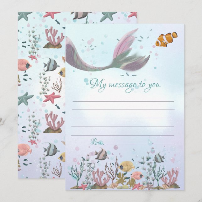 Convite Mensagem De Cápsula De Tempo Sereia Para Você Cart (Frente/Verso)