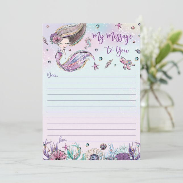 Convite Mensagem De Cápsula De Tempo Sereia Para Você Cart (Em pé/Frente)