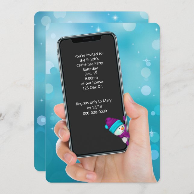 Convite Mensagem de Texto da Festa de Natal (Frente/Verso)