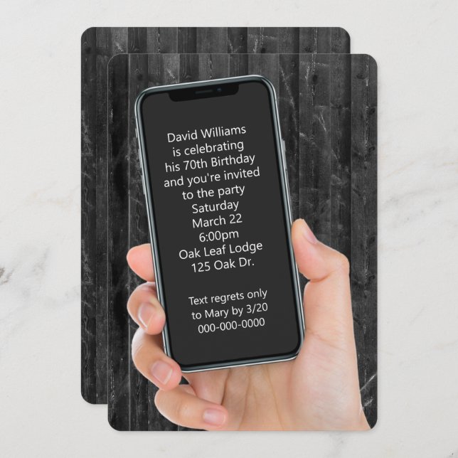 Convite Mensagem de Texto de Festa de aniversário 70 (Frente/Verso)