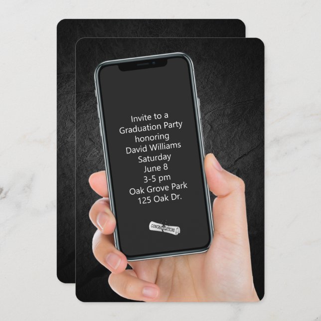 Convite Mensagem de Texto de festa de formatura (Frente/Verso)