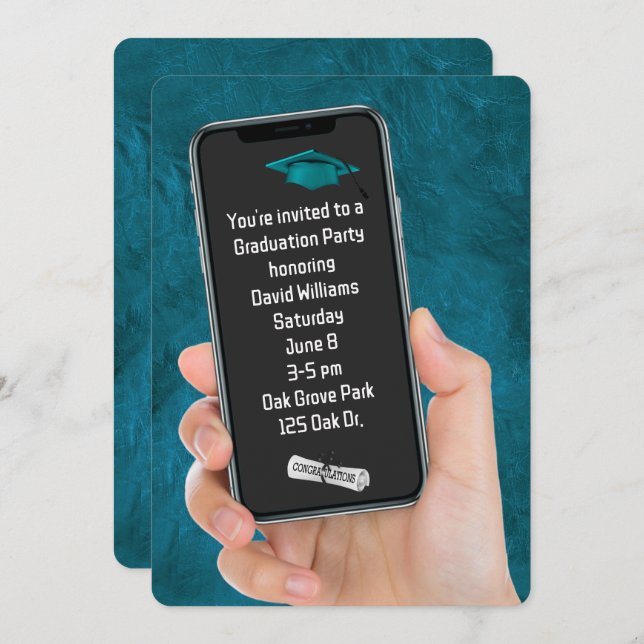 Convite Mensagem De Texto De festa de formatura No Couro T (Frente/Verso)