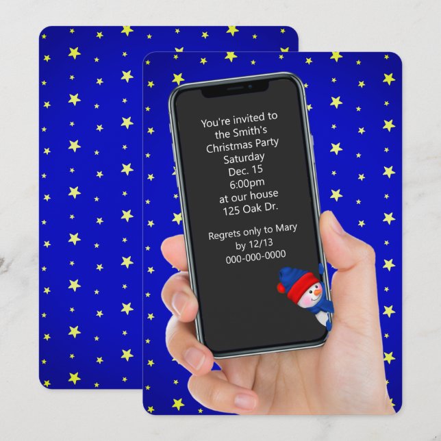 Convite Mensagem de Texto do Telefone do Partido Natal (Frente/Verso)