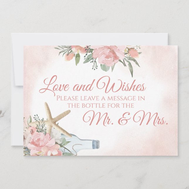 Convite Mensagem em Garrafa Floral Praia (Frente)