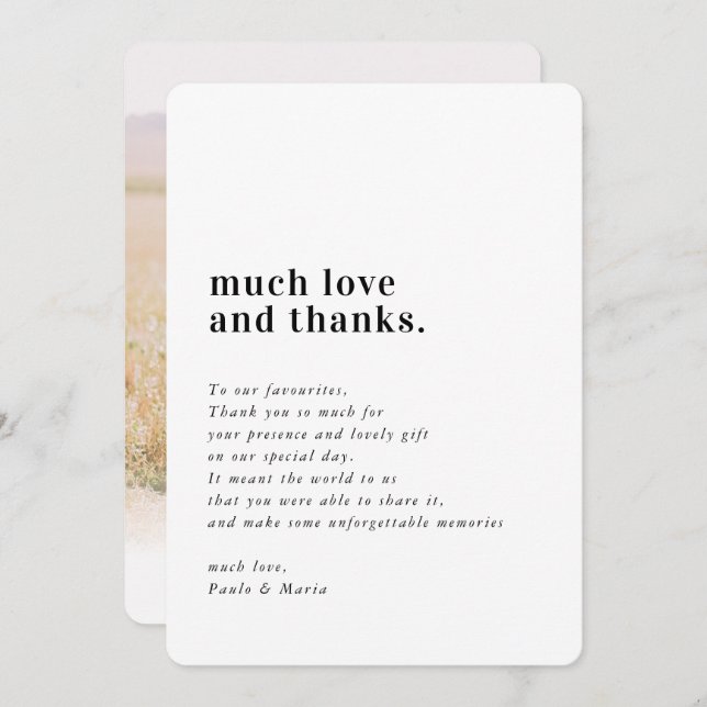 Convite Mensagem simples de serif moderna de OBRIGADOS WED (Frente/Verso)