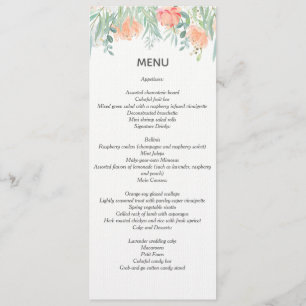 Convite menu aquarela creme pêssego. papelaria casamento