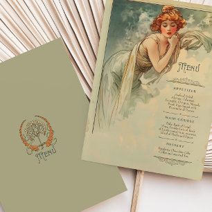 Convite Menu Art Nouveau Janto Casamento