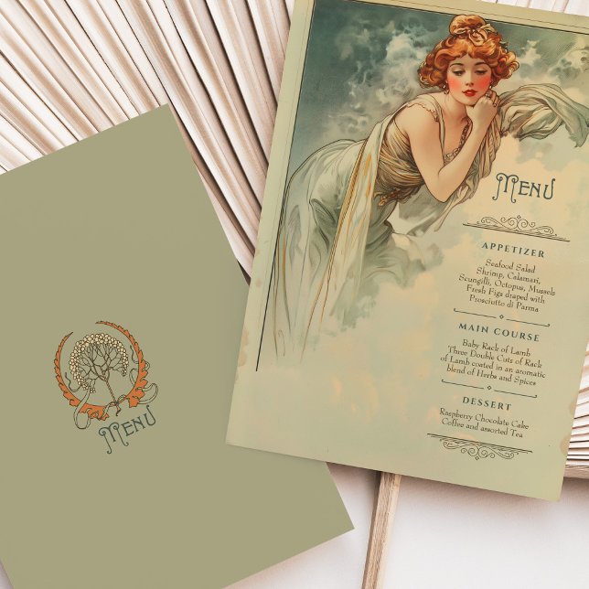 Convite Menu Art Nouveau Janto Casamento (Criador carregado)