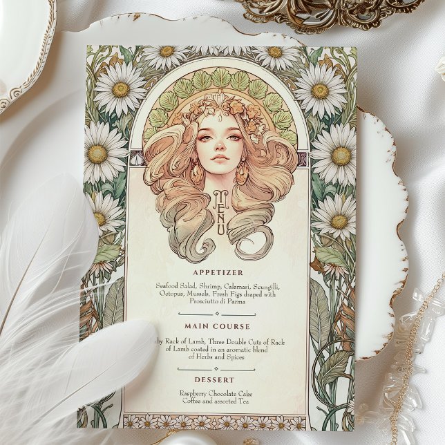 Convite Menu Art Nouveau Janto Casamento (Criador carregado)