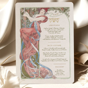 Convite Menu Art Nouveau Janto de casamento de Mucha