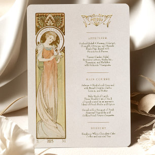 Convite Menu Art Nouveau Janto de casamento de Mucha