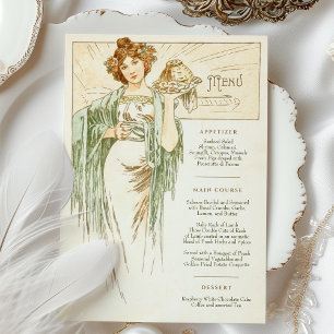 Convite Menu Art Nouveau Janto de casamento de Mucha