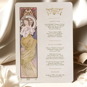 Convite Menu Art Nouveau Janto de casamento de Mucha