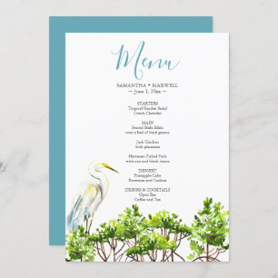 Convite Menu Aves Tropicais e Mangroves de Aquarela